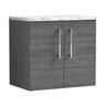 [BFLE523LCM] Bramshall Contemporary 2 Door Wall Hung Vanity Unit with Carrera Marble Laminate Worktop, 600mm, Choice of Colour - Cutout