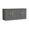 [BFLE523W2] Bramshall Contemporary 4 Door Wall Hung Vanity Unit with Worktop, 1200mm, Choice of Colour - Cutout