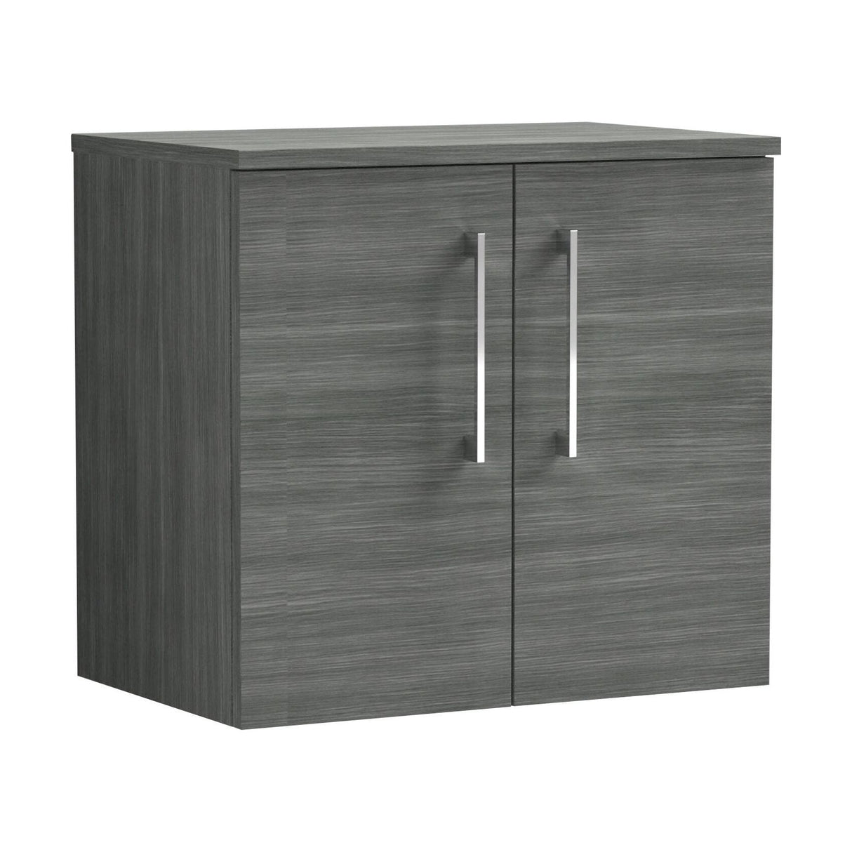[BFLE523W] Bramshall Contemporary 2 Door Wall Hung Vanity Unit with Worktop, 600mm, Choice of Colour - Cutout