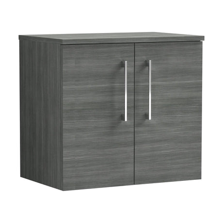 [BFLE523W] Bramshall Contemporary 2 Door Wall Hung Vanity Unit with Worktop, 600mm, Choice of Colour - Cutout