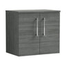 [BFLE523W] Bramshall Contemporary 2 Door Wall Hung Vanity Unit with Worktop, 600mm, Choice of Colour - Cutout