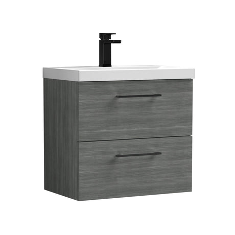 Bramshall Wall Hung 2 Drawer Vanity Unit with Mid-Edge Ceramic Basin - Choice of Colour, Handle Finish and Size