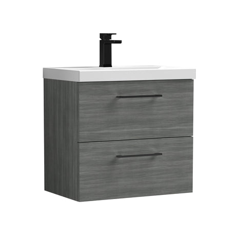 Wall Hung 2 Drawer Vanity Unit with Mid-Edge Ceramic Basin - Choice of Colour, Handle Finish and Size