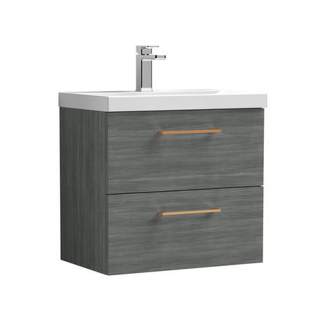 Bramshall Wall Hung 2 Drawer Vanity Unit with Mid-Edge Ceramic Basin - Choice of Colour, Handle Finish and Size