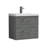 Wall Hung 2 Drawer Vanity Unit with Mid-Edge Ceramic Basin - Choice of Colour, Handle Finish and Size