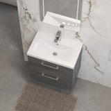 Wall Hung 2 Drawer Vanity Unit with Mid-Edge Ceramic Basin - Choice of Colour, Handle Finish and Size