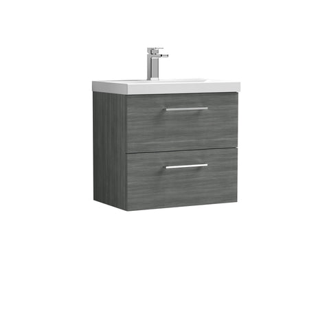 Bramshall Wall Hung 2 Drawer Vanity Unit with Mid-Edge Ceramic Basin - Choice of Colour, Handle Finish and Size