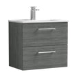 [BFLE524B] Balterley  Contemporary Bathroom 2 Soft Close Drawer & Minimalist Wall Hung Vanity Unit Basin, Anthracite Woodgrain, 600mm - Cutout