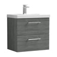 [BFLE524D] Balterley  Contemporary Bathroom Wall Hung 2-Drawer Vanity & Thin-Edge Basin, Anthracite, 600mm - Cutout