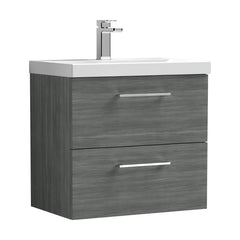 [BFLE524D] Balterley  Contemporary Bathroom Wall Hung 2-Drawer Vanity & Thin-Edge Basin, Anthracite, 600mm - Cutout