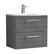 [BFLE524G] Balterley  Modern Bathroom 2 Soft Close Drawer Wall Hung Vanity & Basin, Anthracite, 600mm - Cutout
