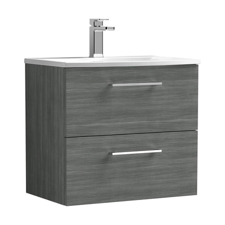 [BFLE524G] Bramshall Contemporary 2 Soft Close Drawer Wall Hung Vanity Unit, Choice of Size/Basin Type/Colour - Cutout