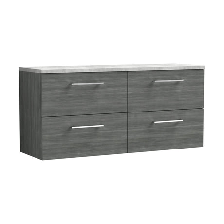 [BFLE524LBG2] Bramshall Wall Hung 4 Drawer Vanity Unit with Bellato Grey Laminate Worktop, 1200mm, Choice of Colour - Cutout
