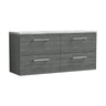 [BFLE524LBG2] Bramshall Wall Hung 4 Drawer Vanity Unit with Bellato Grey Laminate Worktop, 1200mm, Choice of Colour - Cutout