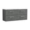 [BFLE524LCM2] Bramshall Contemporary 4 Drawer Wall Hung Vanity Unit with Carrera Marble Laminate Worktop, 1200mm, Choice of Colour - Cutout