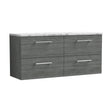 [BFLE524LCM2] Balterley Level 1200mm Wall Hung 4 Drawer Vanity Unit & Laminate Worktop for Modern Bathroom Storage - Anthracite Woodgrain - Cutout