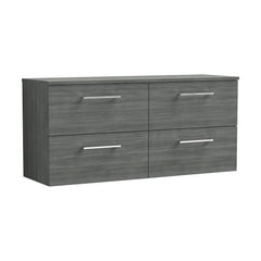 [BFLE524W2] Bramshall Contemporary 4 Drawer Wall Hung Vanity Unit with Worktop, 1200mm, Choice of Colour - Cutout