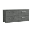 [BFLE524W2] Balterley Level Modern Bathroom 1200mm Wall Hung 4 Soft Close Drawer Vanity Unit with Worktop, 557 x 1205 x 390mm, Anthracite - Cutout