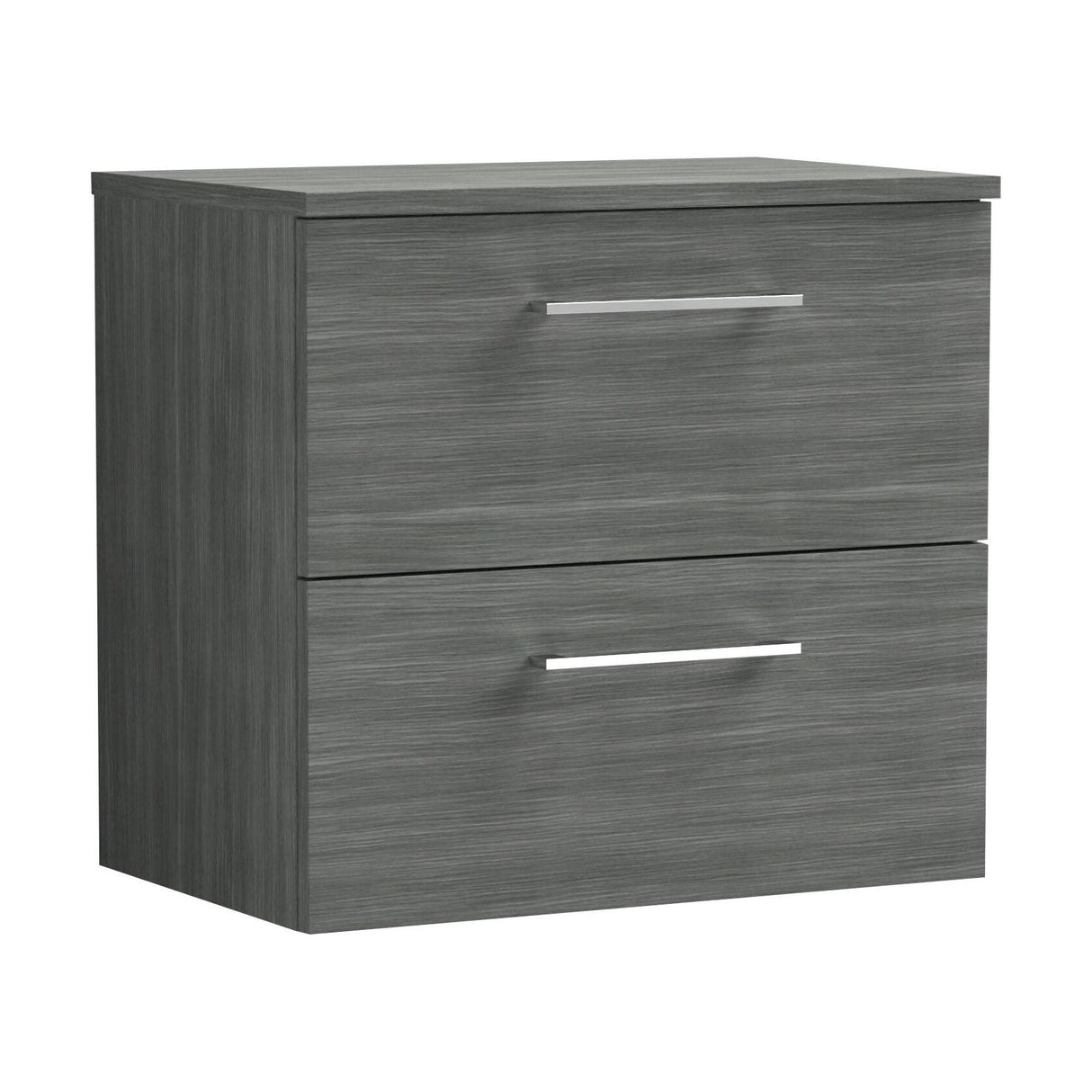 [BFLE524W] Bramshall Contemporary 2 Soft Close Drawer Wall Hung Vanity Unit with Worktop, Choice of Size and Colour - Cutout