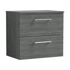[BFLE524W] Bramshall Contemporary 2 Soft Close Drawer Wall Hung Vanity Unit with Worktop, Choice of Size and Colour - Cutout