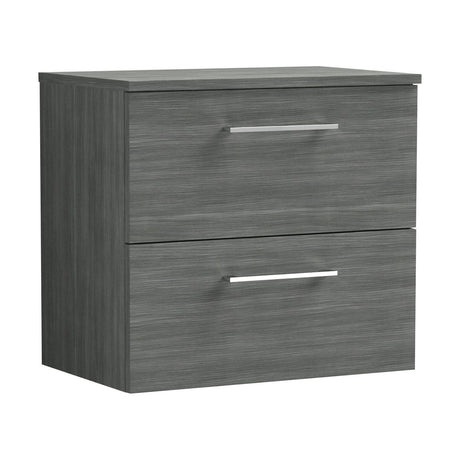 [BFLE524W] Bramshall Contemporary 2 Soft Close Drawer Wall Hung Vanity Unit with Worktop, Choice of Size and Colour - Cutout