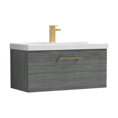 [BFLE525AH017] Bramshall Wall Hung 1 Drawer Vanity Unit with Mid-Edge Ceramic Basin - Choice of Colour, Handle Finish and Size - Cutout