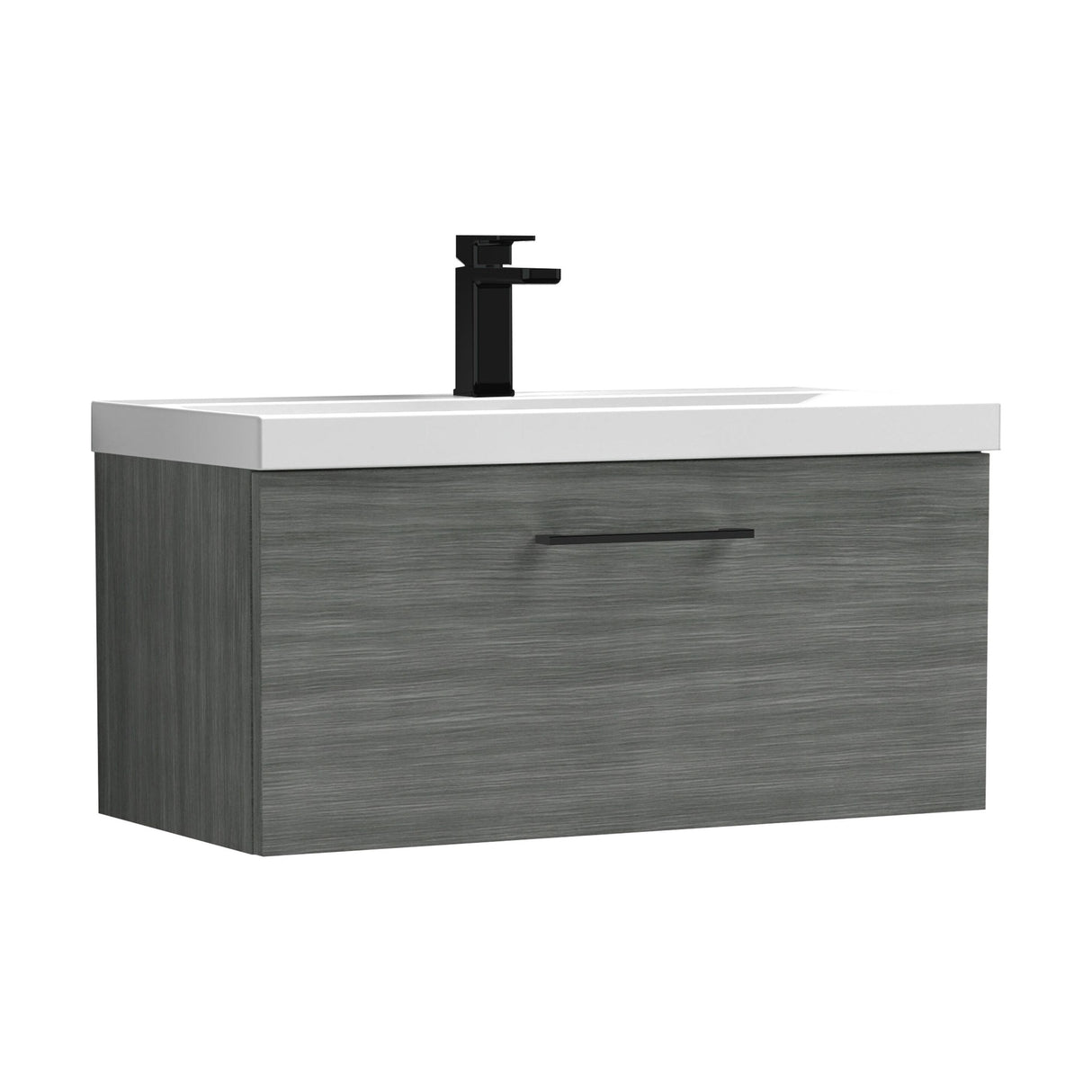[BFLE525AH018] Bramshall Wall Hung 1 Drawer Vanity Unit with Mid-Edge Ceramic Basin - Choice of Colour, Handle Finish and Size - Cutout