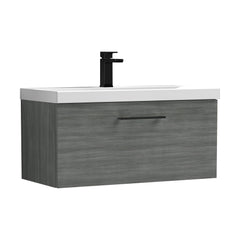 [BFLE525AH018] Bramshall Wall Hung 1 Drawer Vanity Unit with Mid-Edge Ceramic Basin - Choice of Colour, Handle Finish and Size - Cutout