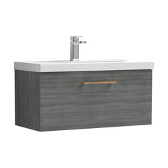 [BFLE525AH019] Bramshall Wall Hung 1 Drawer Vanity Unit with Mid-Edge Ceramic Basin - Choice of Colour, Handle Finish and Size - Cutout