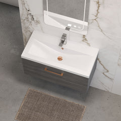 [BFLE525AH019] Bramshall Wall Hung 1 Drawer Vanity Unit with Mid-Edge Ceramic Basin 800mm - Lifestyle 2