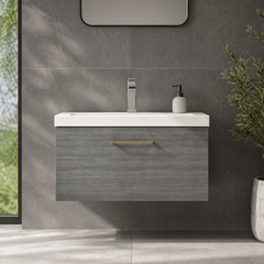 [BFLE525AH019] Bramshall Wall Hung 1 Drawer Vanity Unit with Mid-Edge Ceramic Basin 800mm - Studio Shot