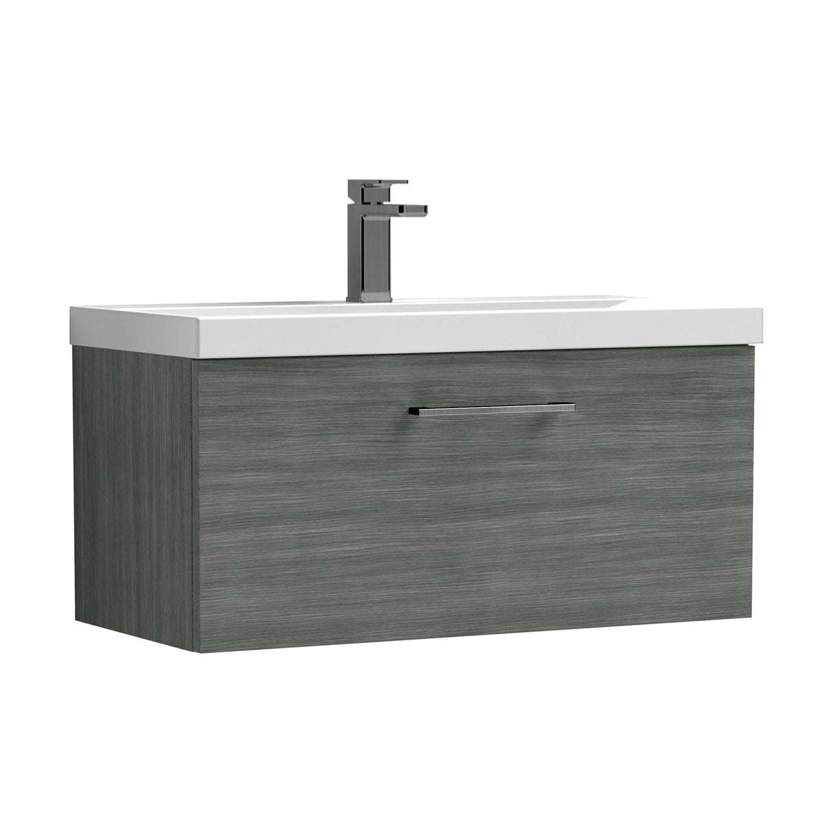[BFLE525AH716] Bramshall Wall Hung 1 Drawer Vanity Unit with Mid-Edge Ceramic Basin - Choice of Colour, Handle Finish and Size - Cutout