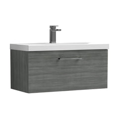 [BFLE525AH716] Bramshall Wall Hung 1 Drawer Vanity Unit with Mid-Edge Ceramic Basin - Choice of Colour, Handle Finish and Size - Cutout
