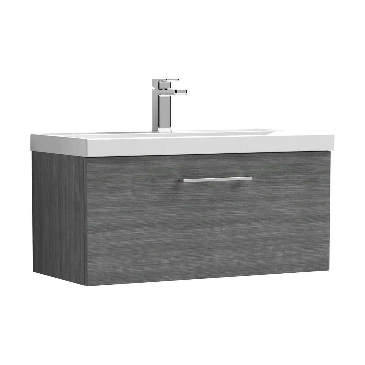[BFLE525A] Bramshall Wall Hung 1 Drawer Vanity Unit with Mid-Edge Ceramic Basin - Choice of Colour, Handle Finish and Size - Cutout
