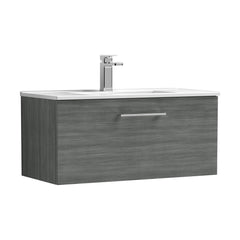 [BFLE525B] Balterley  Contemporary Bathroom 1 Soft Close Drawer & Minimalist Wall Hung Vanity Unit Basin, Anthracite Woodgrain, 800mm - Cutout