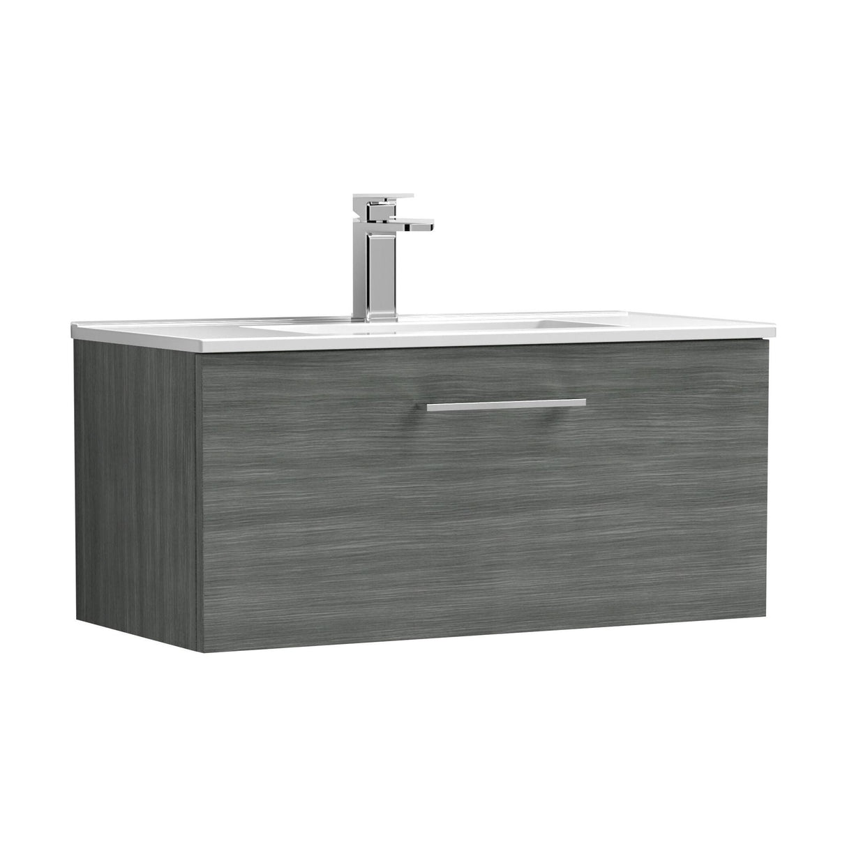 [BFLE525B] Bramshall Contemporary 1 Soft Close Drawer Wall Hung Vanity Unit, Choice of Size/Basin Type/Colour - Cutout