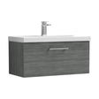 [BFLE525D] Balterley  Contemporary Bathroom Wall Hung 1-Drawer Vanity & Thin-Edge Basin, Anthracite, 800mm - Cutout