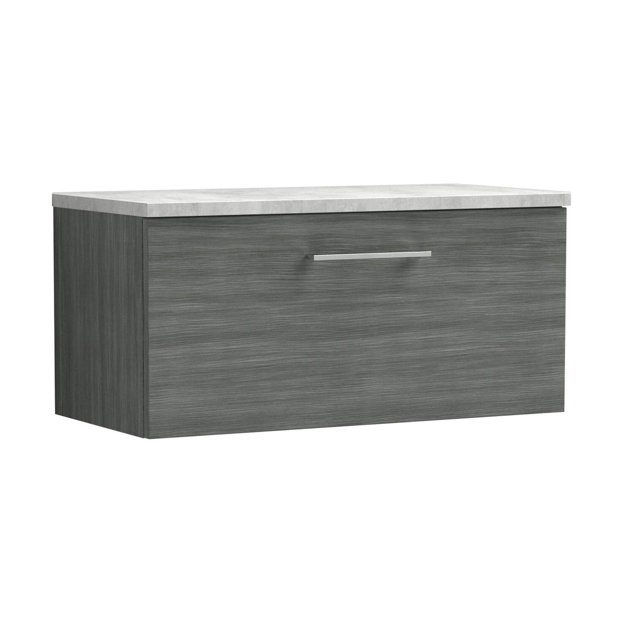 [BFLE525LBG] Bramshall Contemporary 1 Drawer Wall Hung Vanity Unit with Bellato Grey Laminate Worktop, Choice of Size and Colour - Cutout