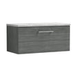 [BFLE525LBG] Balterley Level 800mm Wall Hung Single Drawer Vanity Unit with Laminate Worktop for Modern Bathroom Storage - Anthracite Woodgrain - Cutout