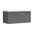 [BFLE525LCM] Balterley Level 800mm Wall Hung Single Drawer Vanity Unit & Laminate Worktop for Modern Bathroom Storage - Anthracite Woodgrain - Cutout
