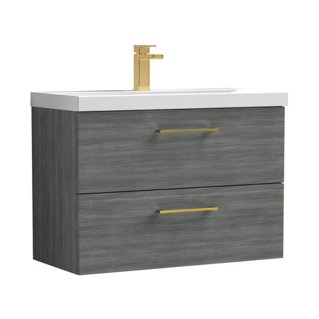 Bramshall Wall Hung 2 Drawer Vanity Unit with Mid-Edge Ceramic Basin - Choice of Colour, Handle Finish and Size