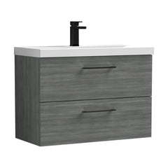 [BFLE526AH018] Bramshall Wall Hung 2 Drawer Vanity Unit with Mid-Edge Ceramic Basin - Choice of Colour, Handle Finish and Size - Cutout