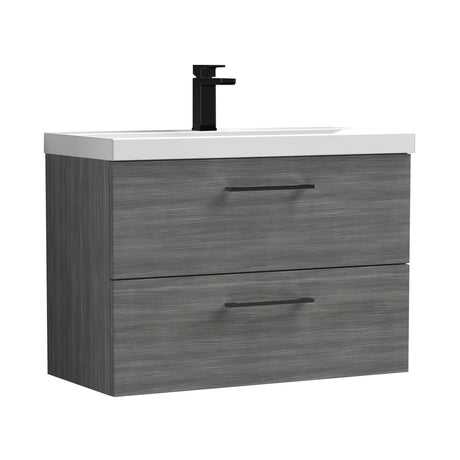 Bramshall Wall Hung 2 Drawer Vanity Unit with Mid-Edge Ceramic Basin - Choice of Colour, Handle Finish and Size