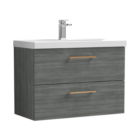 Bramshall Wall Hung 2 Drawer Vanity Unit with Mid-Edge Ceramic Basin - Choice of Colour, Handle Finish and Size