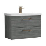 Wall Hung 2 Drawer Vanity Unit with Mid-Edge Ceramic Basin - Choice of Colour, Handle Finish and Size