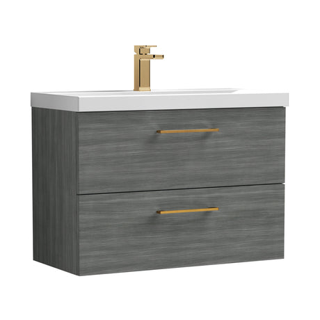 Bramshall Wall Hung 2 Drawer Vanity Unit with Mid-Edge Ceramic Basin - Choice of Colour, Handle Finish and Size