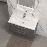 Wall Hung 2 Drawer Vanity Unit with Mid-Edge Ceramic Basin - Choice of Colour, Handle Finish and Size