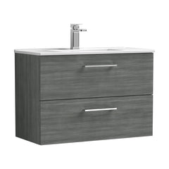 [BFLE526B] Bramshall Contemporary 2 Soft Close Drawer Wall Hung Vanity Unit, Choice of Size/Basin Type/Colour - Cutout