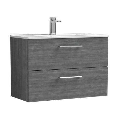[BFLE526B] Bramshall Contemporary 2 Soft Close Drawer Wall Hung Vanity Unit, Choice of Size/Basin Type/Colour - Cutout