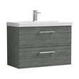 [BFLE526D] Balterley  Modern Bathroom 2 Soft Close Drawer Wall Hung Vanity Unit & Thin-Edge Basin, Anthracite, 800mm - Cutout